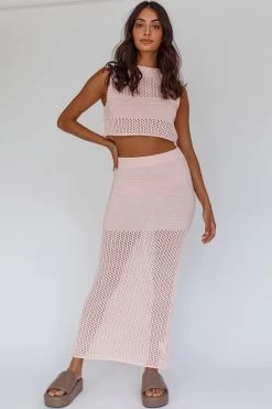 Bayside Crochet Maxi Skirt Pink -Fashion women's clothing CM6013H S 20PINK 7
