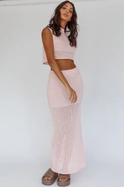 Bayside Crochet Maxi Skirt Pink -Fashion women's clothing CM6013H S 20PINK 9