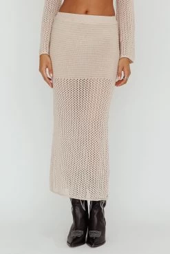 Bayside Crochet Midi Skirt Beige -Fashion women's clothing CM6013H01 S 20BEIGE 4