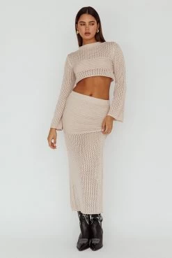 Bayside Long Sleeve Crochet Top Beige -Fashion women's clothing CM6013H01 T 20BEIGE 2