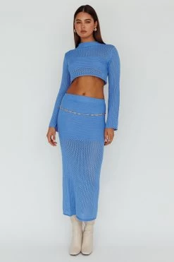 Bayside Long Sleeve Crochet Top Ocean -Fashion women's clothing CM6013H01 T 20OCEAN 2