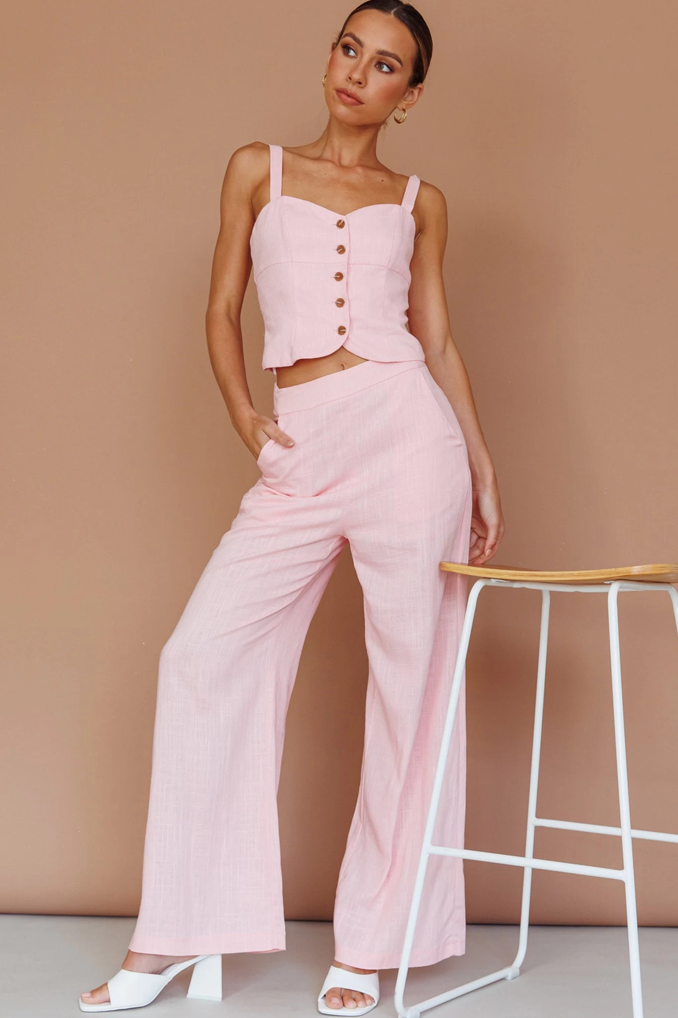 Play It Cool Wide Leg Pants Pink 3 Play It Cool Wide Leg Pants Pink - Image 3