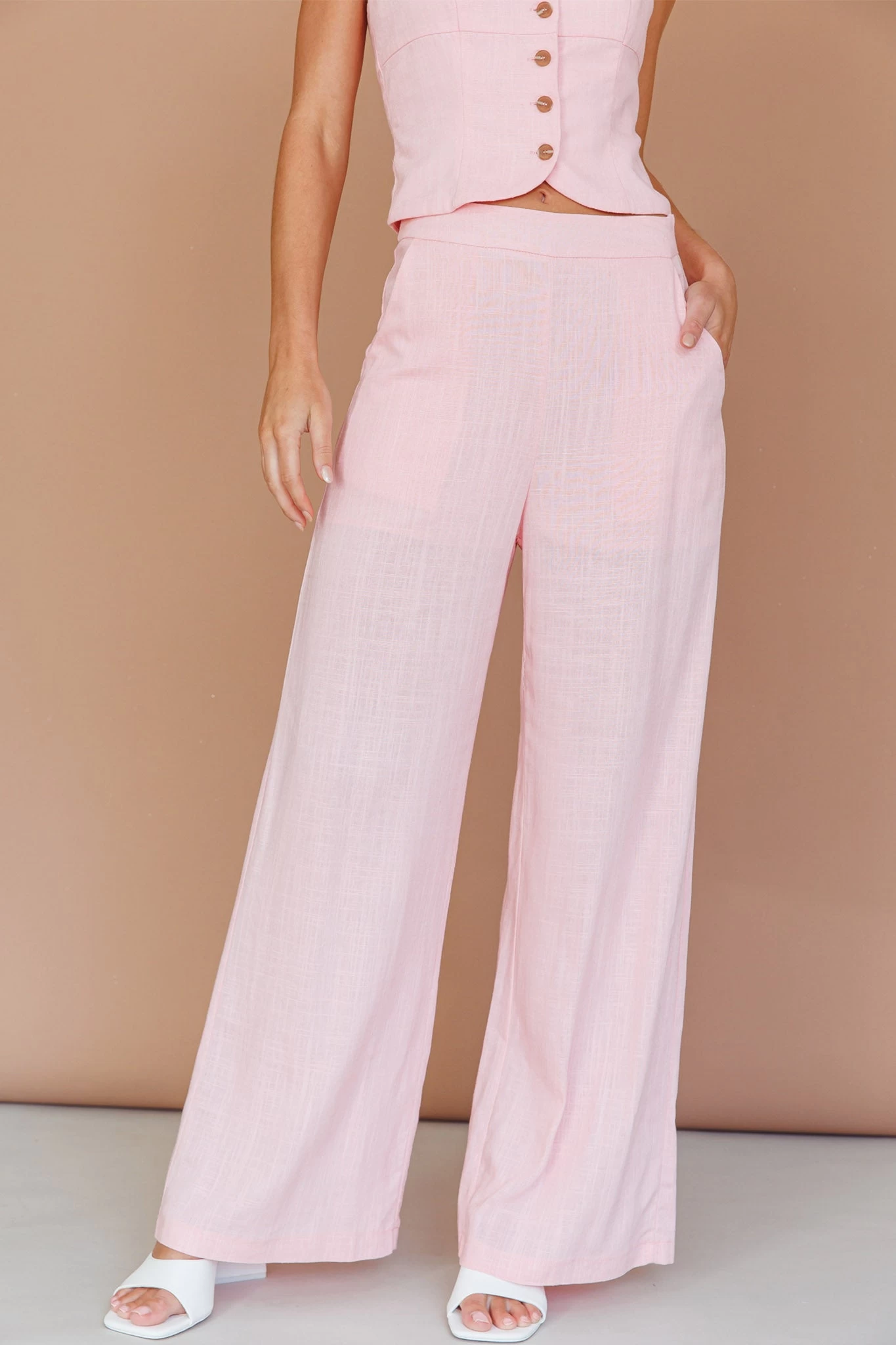 Play It Cool Wide Leg Pants Pink 4 Play It Cool Wide Leg Pants Pink - Image 4