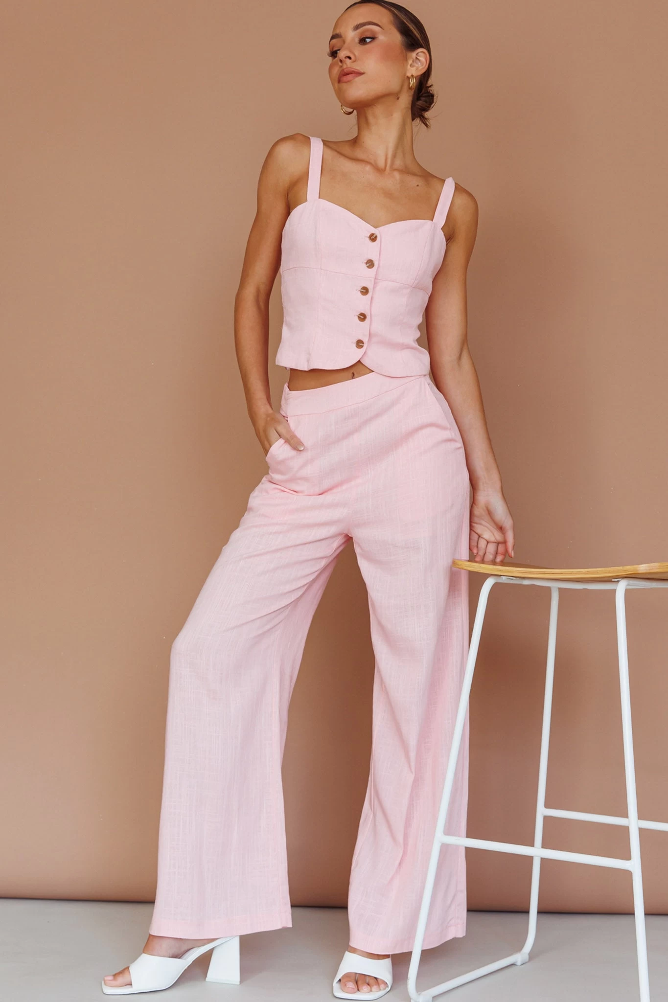 Play It Cool Wide Leg Pants Pink 7 Play It Cool Wide Leg Pants Pink - Image 7