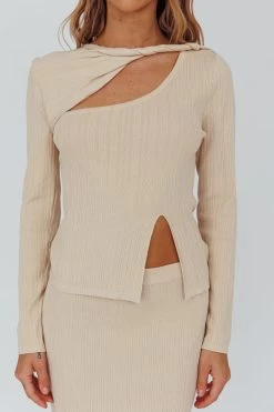 Rossana Twist Neck Keyhole Top Butter -Fashion women's clothing CM6135H T 20BUTTER 4