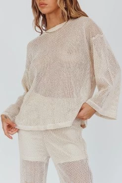 Mahina Long Sleeve Net Top Sand 8 Mahina Long Sleeve Net Top Sand -Fashion women's clothing CM6140D T 20SAND 4
