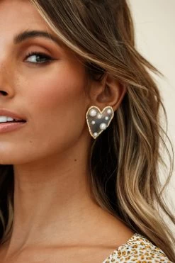 Hidden Treasures Heart Earrings Pearl -Fashion women's clothing ER00004 PEARL 3