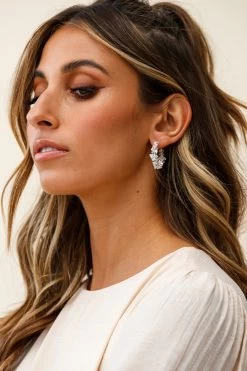 Hartley Clear Polished Stone Hoop Earrings -Fashion women's clothing ER00006 CLEAR 2