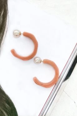 Sydney Perspex Hoop Pearl Back Earrings Rose 7 Sydney Perspex Hoop Pearl Back Earrings Rose -Fashion women's clothing ER00010 ROSE 2