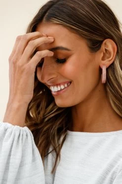 Sydney Perspex Hoop Pearl Back Earrings Rose 6 Sydney Perspex Hoop Pearl Back Earrings Rose -Fashion women's clothing ER00010 ROSE 4