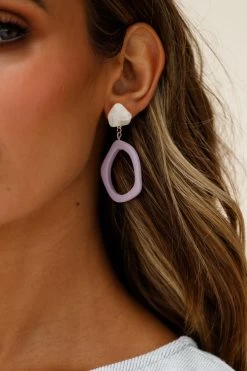 Myanmar Earrings Mauve -Fashion women's clothing ER00011 MAUVE 3