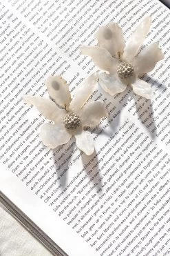 Yuki Diamante Accent Orchid Earrings White -Fashion women's clothing ER00022 WHITE 4