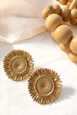 Sunflower Gold Earrings -Fashion women's clothing ER00023 GOLD 3