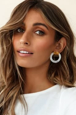 Endearing Marbled Square Circle Earrings Beige 6 Endearing Marbled Square Circle Earrings Beige -Fashion women's clothing ER00026 BEIGE 2