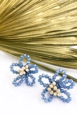 California Wildflower Beaded Earrings Blue -Fashion women's clothing ER00030 BLUE 3