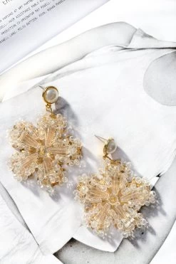 Serendipity Beaded Flower Earrings Clear -Fashion women's clothing ER00032 CLEAR 5