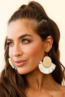 Kenya Diamante Accent Woven Straw Earrings Natural -Fashion women's clothing ER00038 NATURAL 4