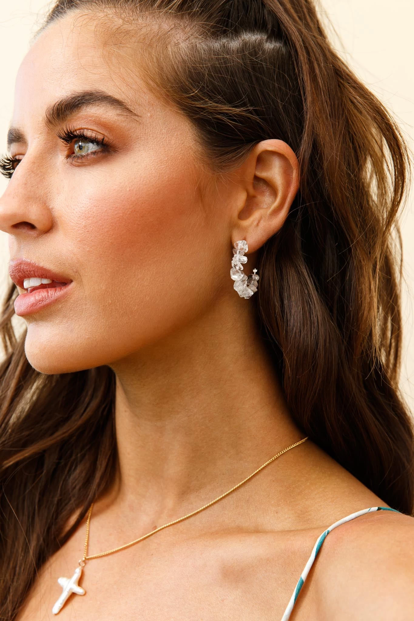 Jasmine Raw Cut Earrings Clear 2 Jasmine Raw Cut Earrings Clear - Image 2