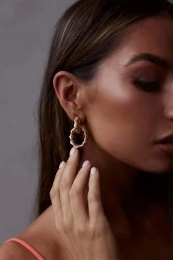 Melrose Twisted Oval Earrings Gold -Fashion women's clothing ER00051 GOLD 5