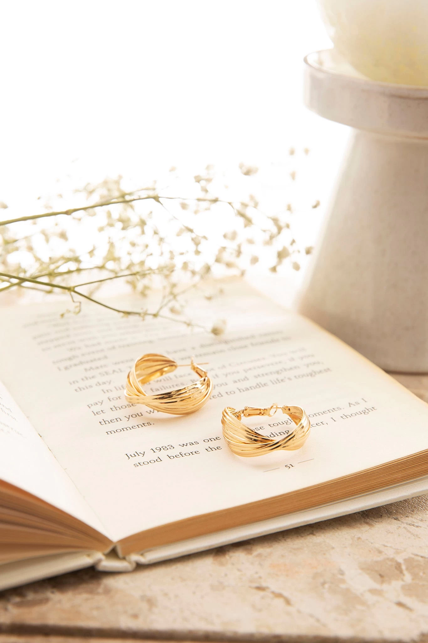 Celia Twist Hoop Earrings Gold 1 Celia Twist Hoop Earrings Gold