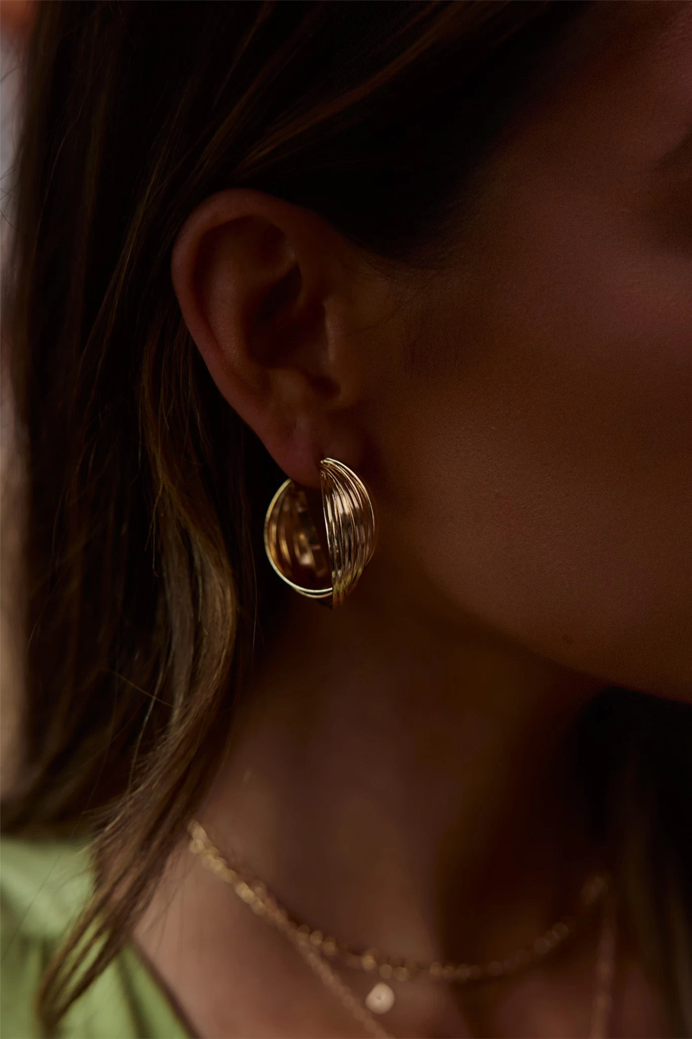 Celia Twist Hoop Earrings Gold 6 Celia Twist Hoop Earrings Gold - Image 6