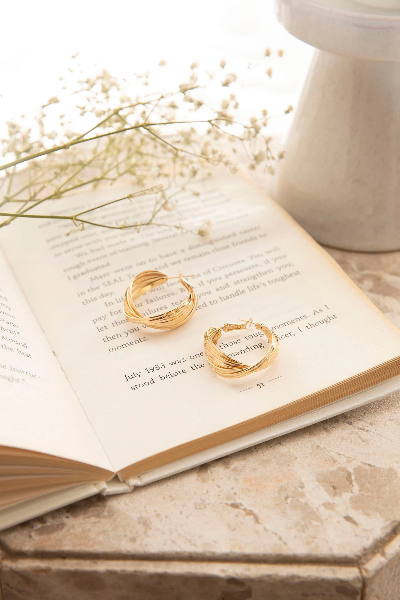 Celia Twist Hoop Earrings Gold 8 Celia Twist Hoop Earrings Gold - Image 8