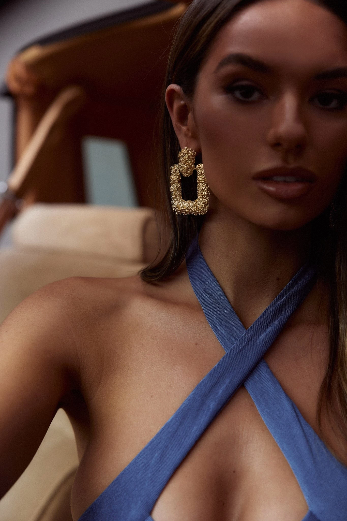 Rodeo Drive Square Textured Earrings Gold 1 Rodeo Drive Square Textured Earrings Gold