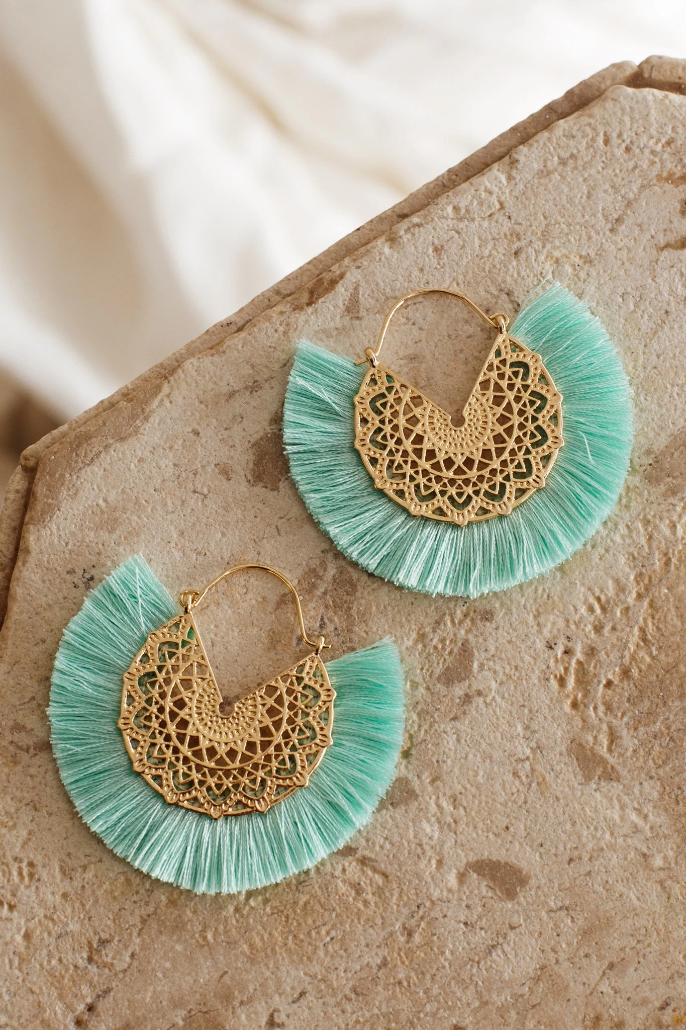 Bali Gold Filigree Fringing Earrings Sage 1 Bali Gold Filigree Fringing Earrings Sage