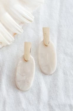 Raquel Acrylic Oval Earrings Oyster