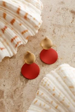 Meriah Circle Earrings Red