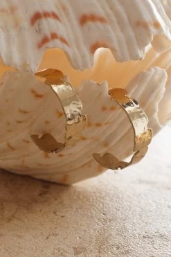 Shari Textured Half Hoop Earrings Gold