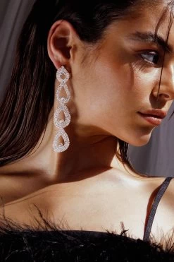 Royale Diamante Pear Drop Earrings Silver