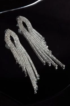Khloe Diamante Tassel Earrings Silver -Fashion women's clothing ER00086 20SILVER 4