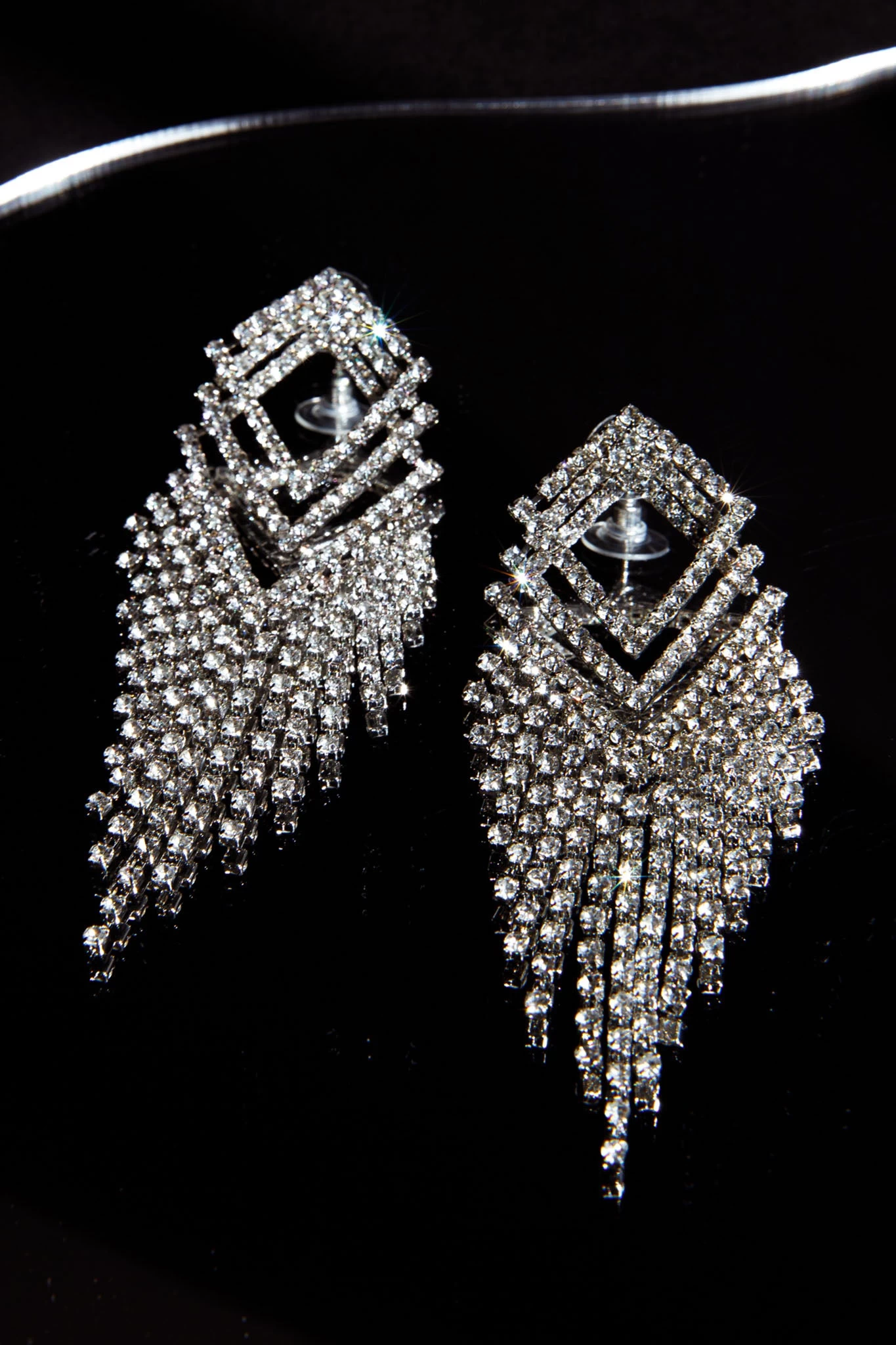 Kate Diamante Kite Drop Earrings Silver 3 Kate Diamante Kite Drop Earrings Silver - Image 3