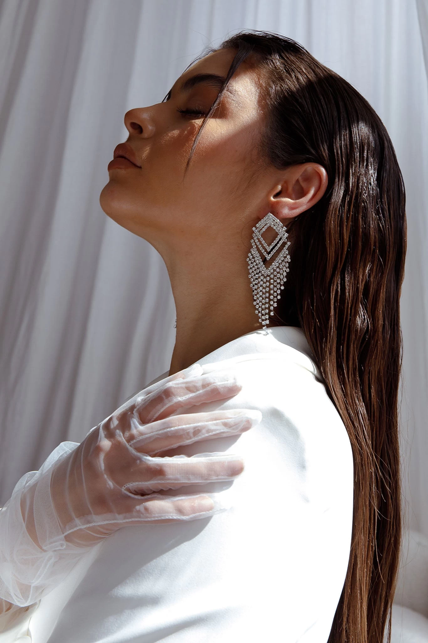 Kate Diamante Kite Drop Earrings Silver 2 Kate Diamante Kite Drop Earrings Silver - Image 2