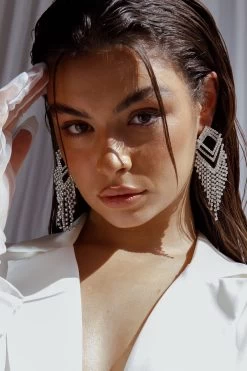 Kate Diamante Kite Drop Earrings Silver 7 Kate Diamante Kite Drop Earrings Silver -Fashion women's clothing ER00087 20SILVER 4