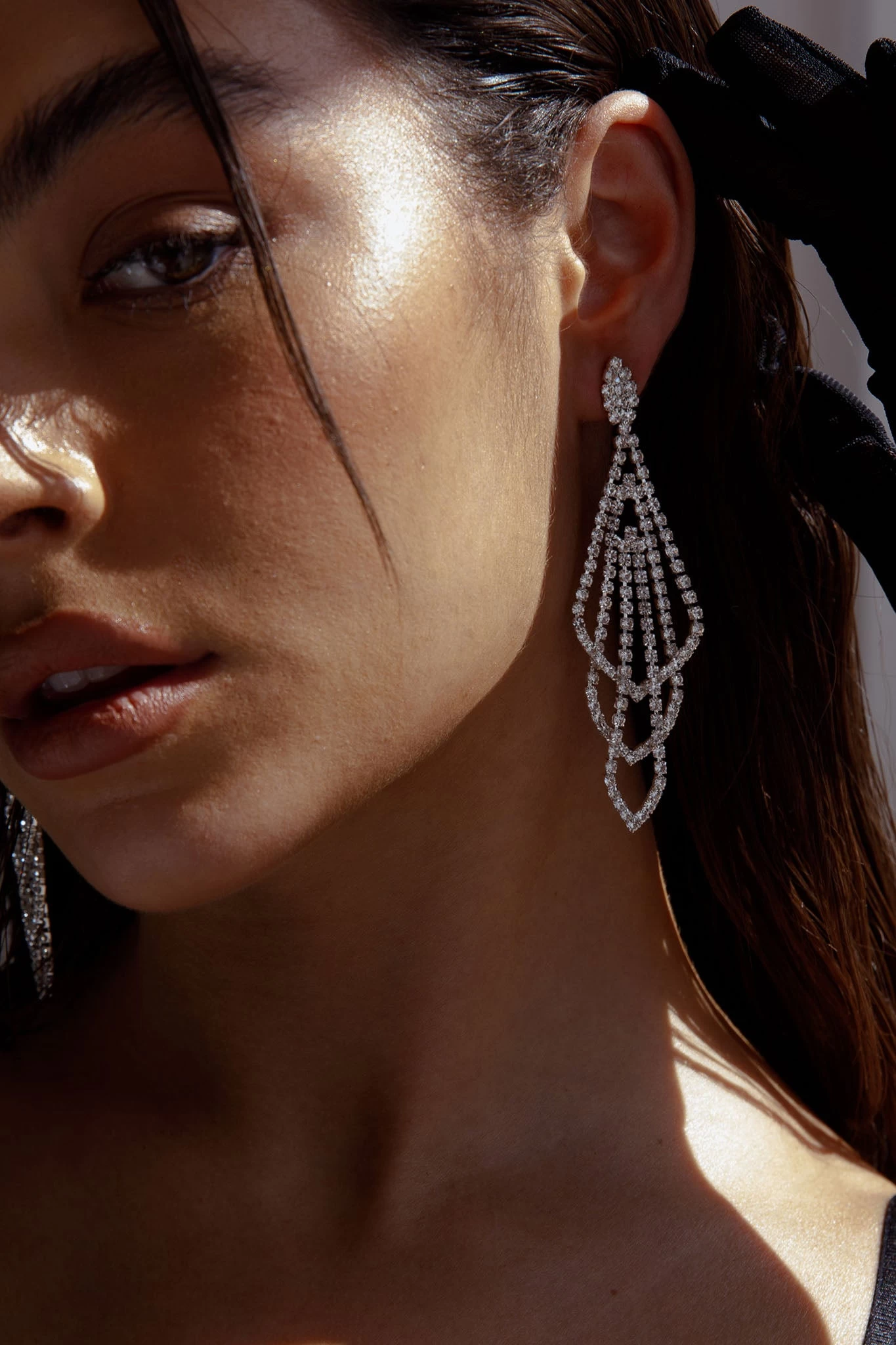 Evangelina Chandelier Earrings Silver 3 Evangelina Chandelier Earrings Silver - Image 3