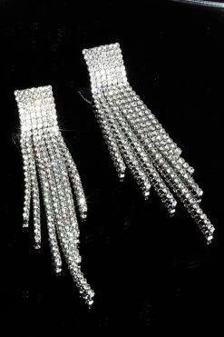 Zarah Diamante Tassel Earrings Silver 9 Zarah Diamante Tassel Earrings Silver -Fashion women's clothing ER00094 20SILVER 5