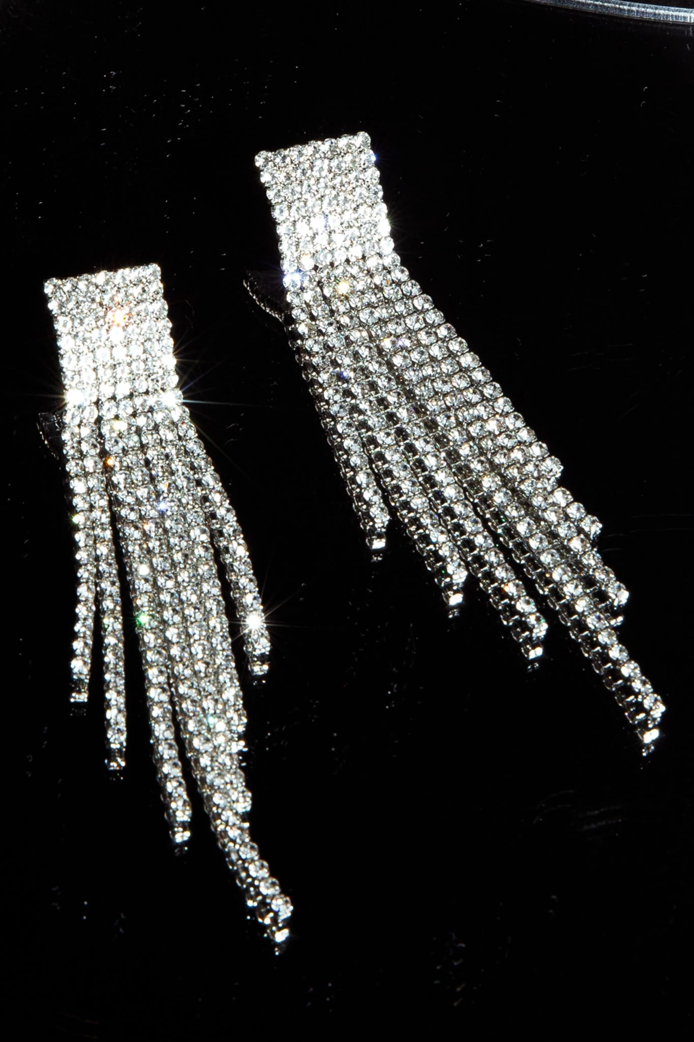 Zarah Diamante Tassel Earrings Silver 5 Zarah Diamante Tassel Earrings Silver - Image 5