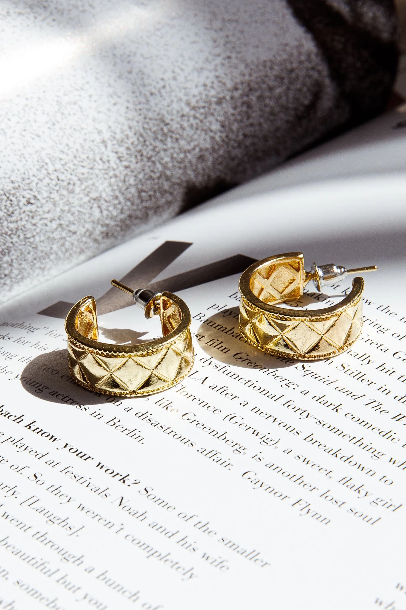 Gracie Etched Small Hoop Earrings Gold 1 Gracie Etched Small Hoop Earrings Gold