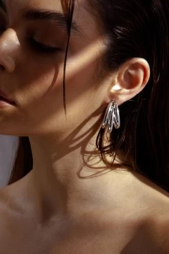 Dominique Triple Hoop Earrings Silver -Fashion women's clothing ER00101 20SILVER 4