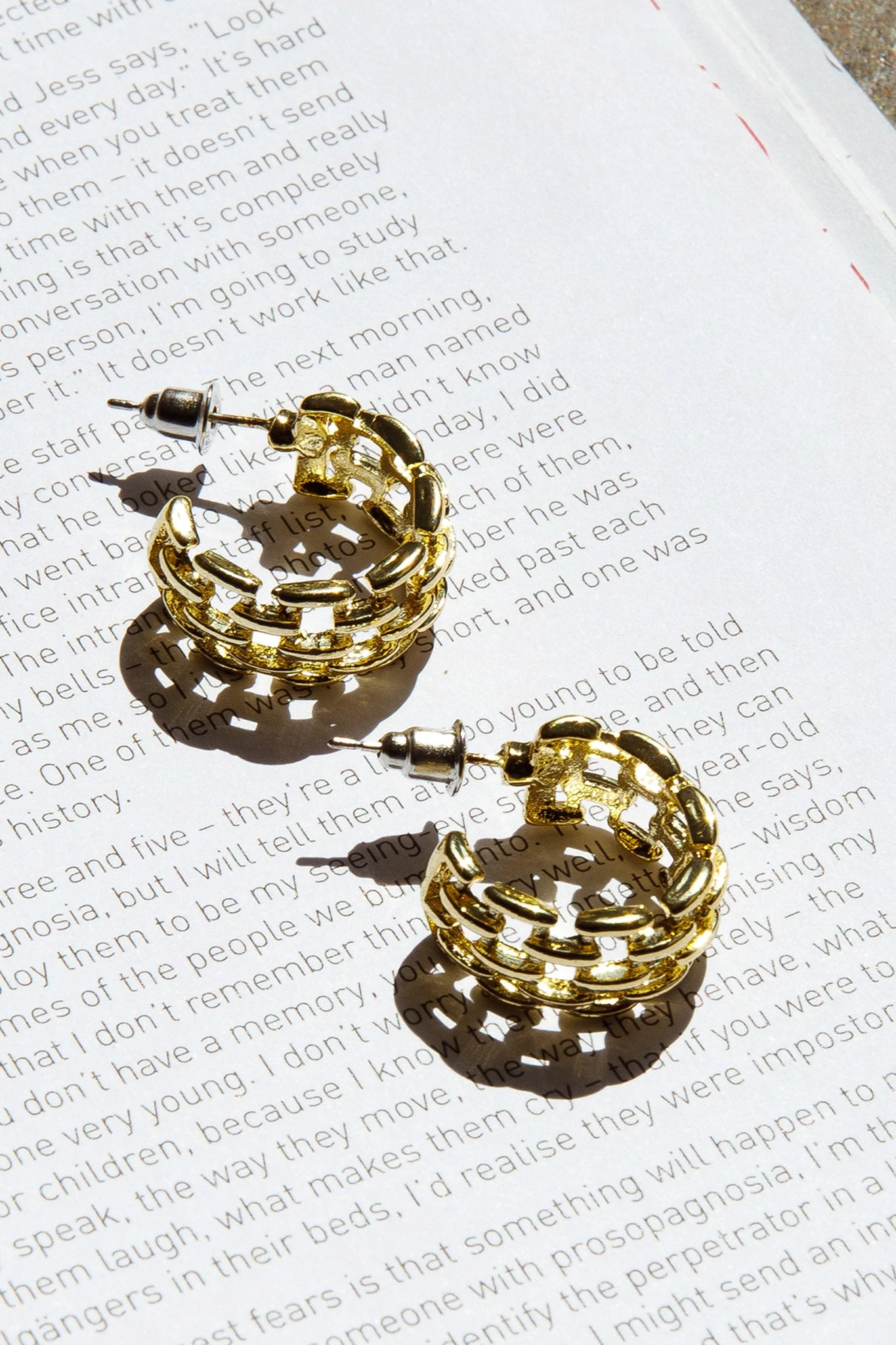 Vivienne Square Link Small Hoop Earrings Gold 3 Vivienne Square Link Small Hoop Earrings Gold - Image 3