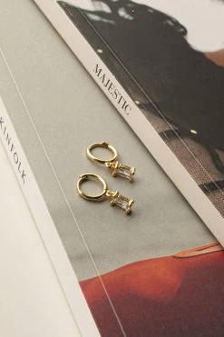 April Diamante Drop Hoop Earrings Clear -Fashion women's clothing ER0118CLEAR 4