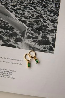 April Diamante Drop Hoop Earrings Teal -Fashion women's clothing ER0118TEAL 3