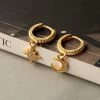 Midnight Drop Diamante Hoop Earrings Gold