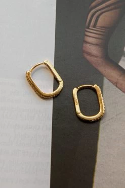 Ark Diamante Hoop Earrings Gold -Fashion women's clothing ER0121GOLD 1