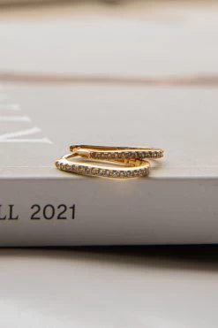 Ark Diamante Hoop Earrings Gold -Fashion women's clothing ER0121GOLD 2