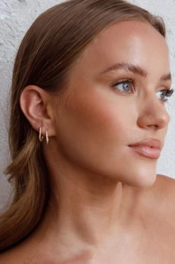 Ark Diamante Hoop Earrings Gold -Fashion women's clothing ER0121GOLD 5