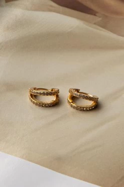 Graduation Diamante Hoop Earrings Gold