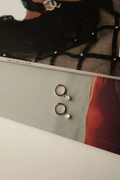 Twelve O'clock Drop Diamante Hoop Earrings Gold -Fashion women's clothing ER0125GOLD 3